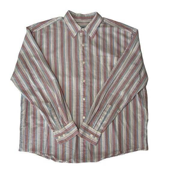 Eddie Bauer Striped Multicolor Shirt Soft 100% Cotton Button Up Colorful Size XL - Picture 5 of 13